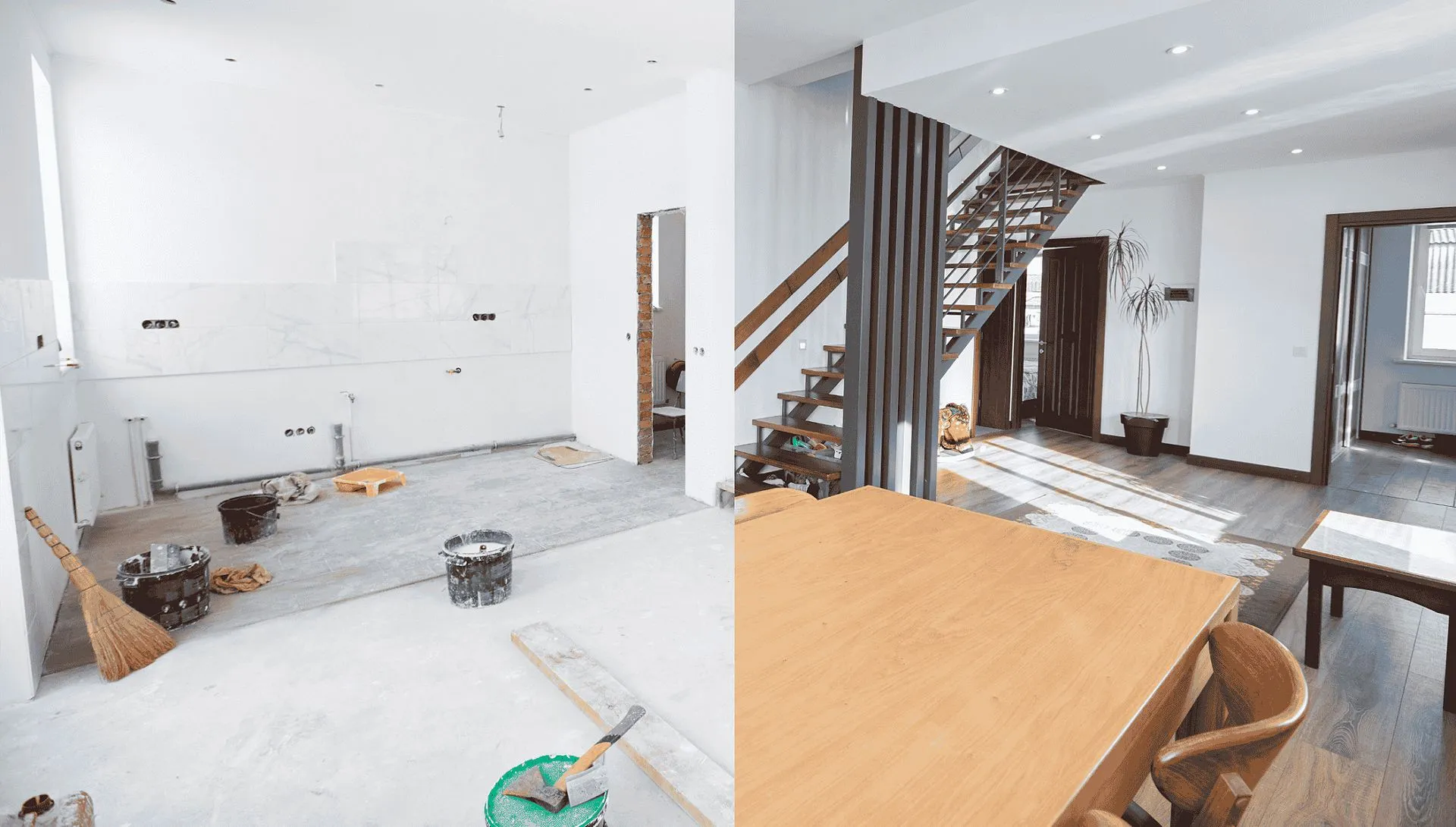 Interior înainte și după lucrări de remodelare